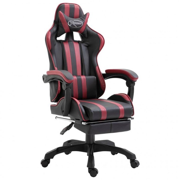 Cadeira gaming com apoio de pés Xtreme de couro sintético vermelho-escuro Vida XL