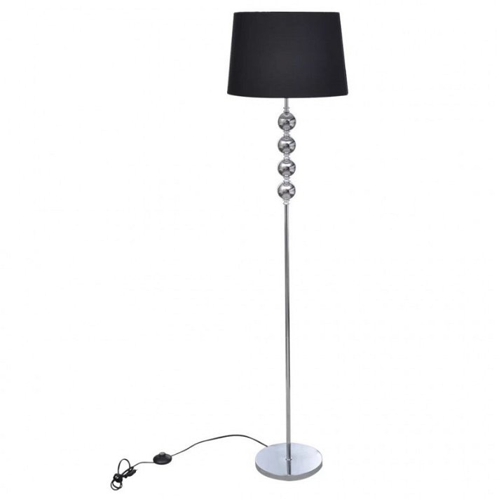 Lampe sur pied avec abat-jour et support haut 4 boules de décoration et de couleur noire VidaXL