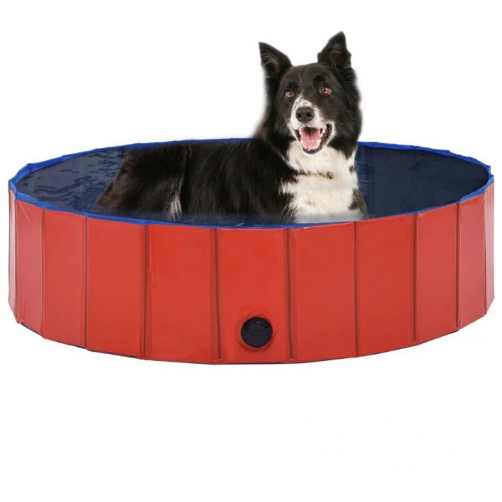 Piscina de cão dobrável PVC vermelho 120x30 cm Vida XL