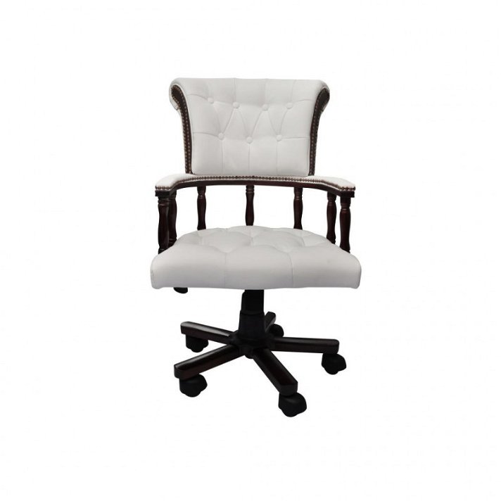 62 cm cadeira giratória branca de tecido de couro e moldura de madeira Vida XL