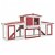 Conejera grande de exterior tipo casa de dos pisos de madera de abeto con tejado de asfalto roja y blanca Vida XL