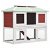 Jaula conejera con doble piso de madera de abeto con acabado pintado rojo y blanco Vida XL