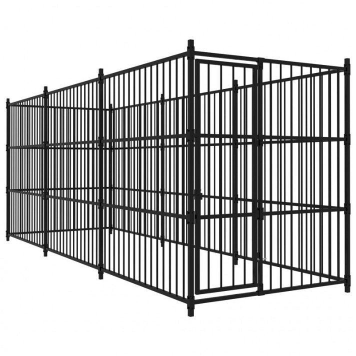 Jaula para perros de barras de acero negro 450x185 cm Vida XL