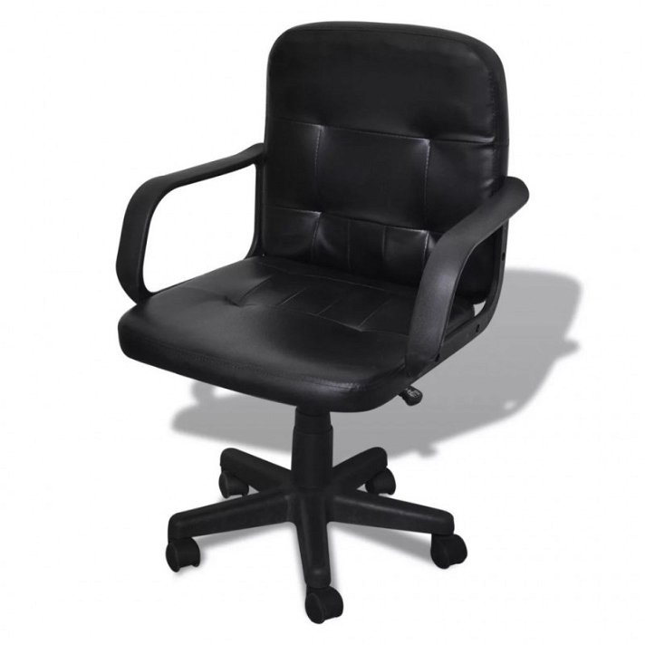 Cadeira de escritório giratória ajustável estofada em pele preta especial Vida XL