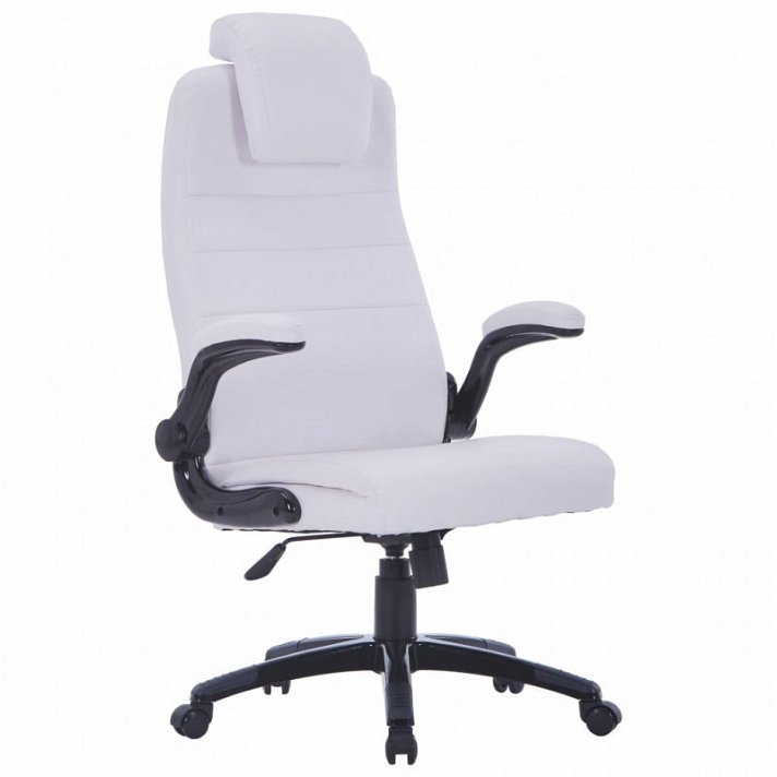 Chaise de bureau avec roulettes pivotantes et réglables en hauteur, recouverte de simili-cuir blanc Vida XL