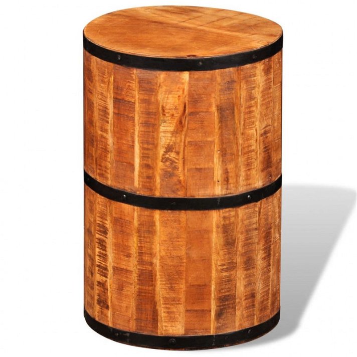 Tamborete de madeira maciça de mangueira rústica Vida XL