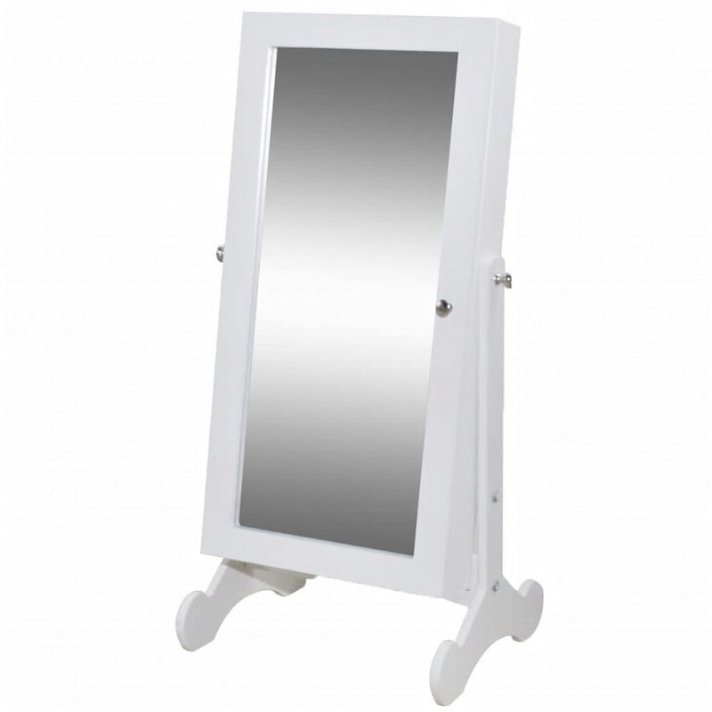 Espelho retangular de pé com armário guarda-joias com luz LED branco Vida XL