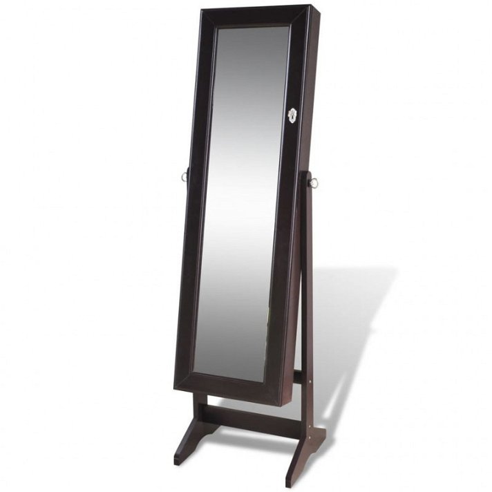 Espelho com armário para organizar joias 46x146 cm castanho Vida XL