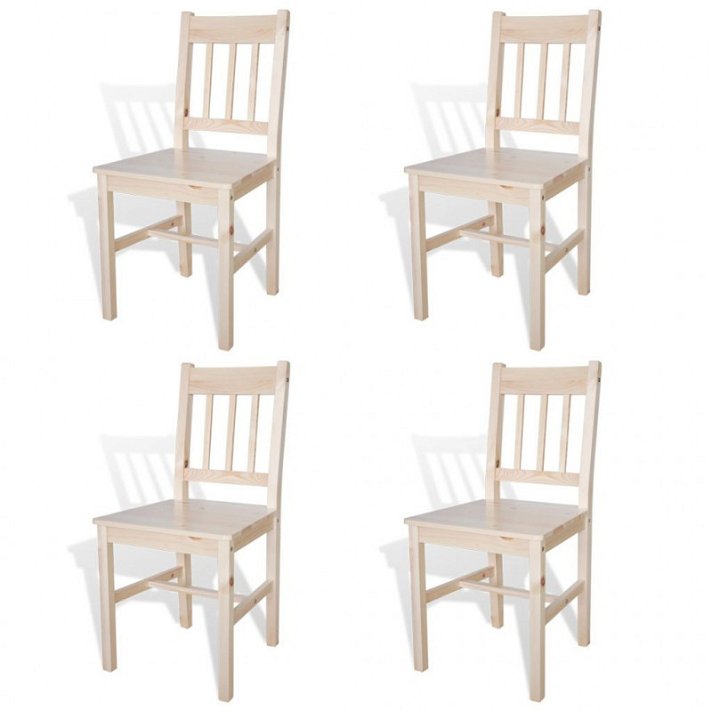 Pack sillas de comedor hechas en madera de pino con acabado en color natural Vida XL