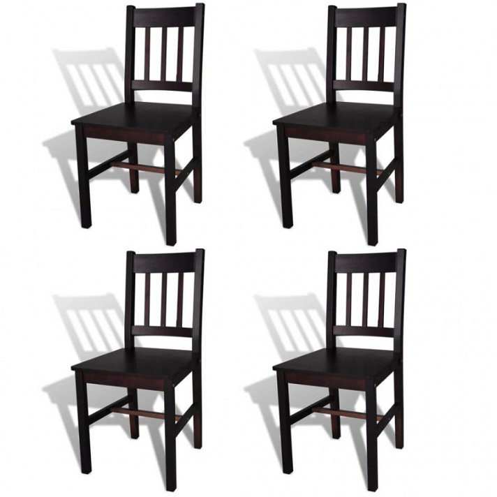 Conjunto de cadeiras de jantar em madeira de pinho maciça de cor castanha escura Vida XL