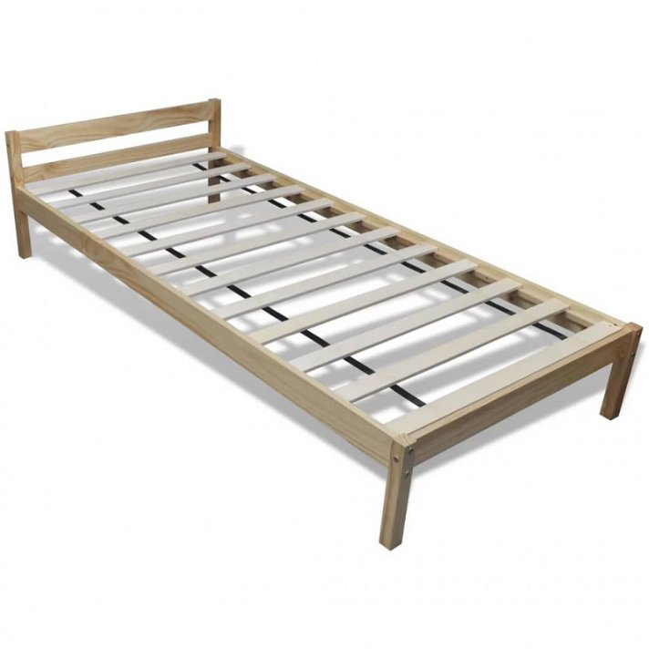 Estructura de cama 90x200cm de madera maciza de pino y listones de madera contrachapada blanca Vida XL