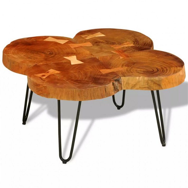 Tavolino quattro tronchi rustico in legno di sheesham Vida XL