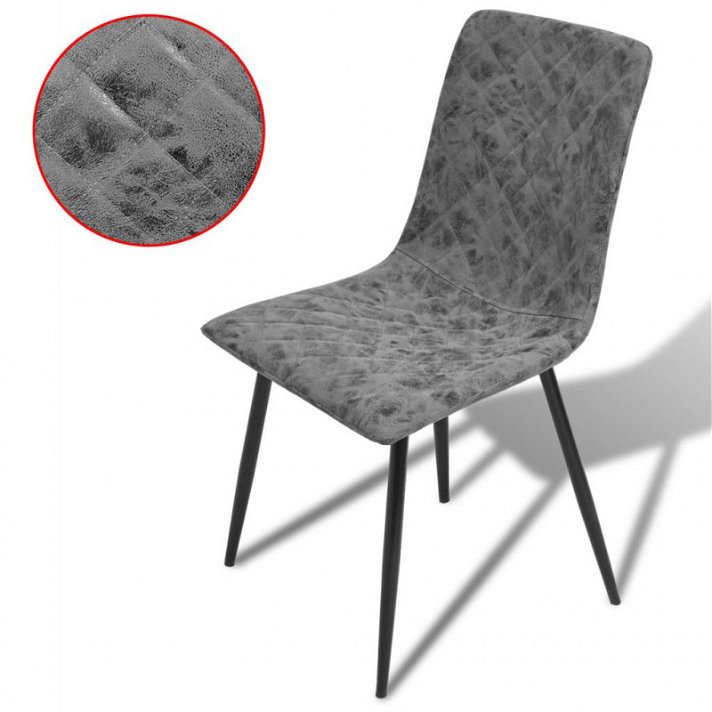 Set de 2 sillas de comedor fabricadas en madera y tapiz de cuero sintético gris oscuro Vida XL