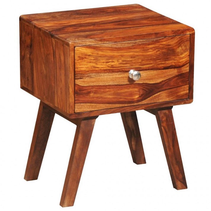 Mesa de cabeceira de madeira maciça de sheesham castanha Vida XL
