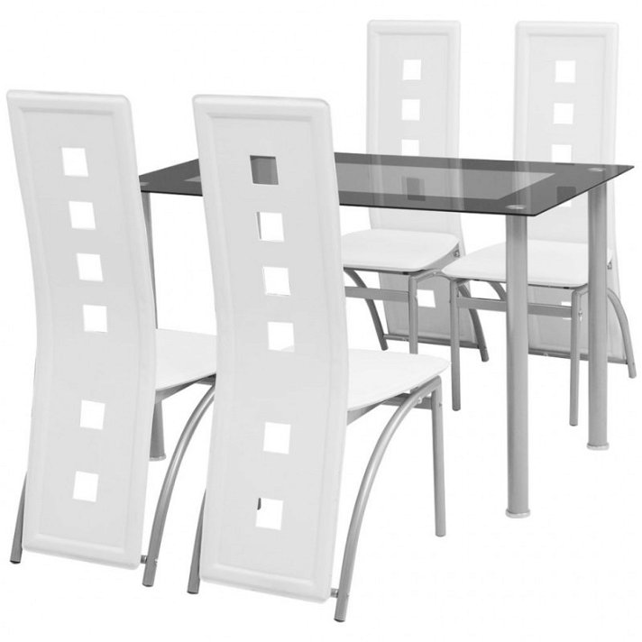 Jogo de mesa com 4 cadeiras cor branca Vida XL