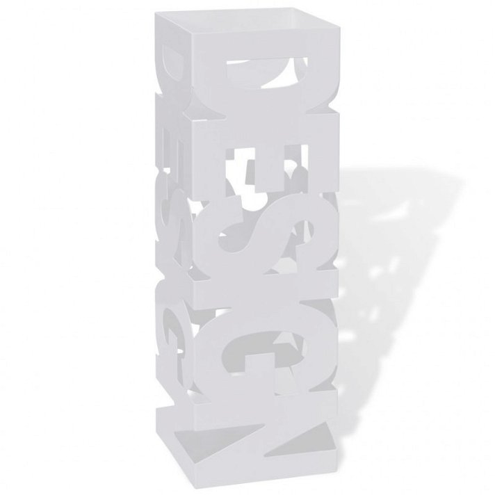 Portaombrelli quadrato bianco di acciaio 48 5 cm per bastoni Vida XL