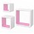 Conjunto de três estantes para interiores com forma de cubo de cor branca e rosa Vida XL