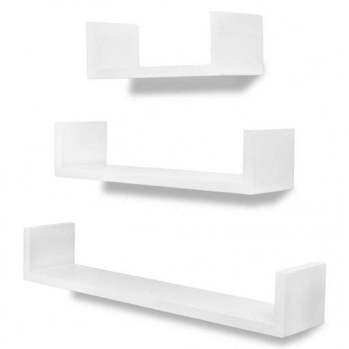 Conjunto de três estantes com forma de U para interiores de cor branca Vida XL