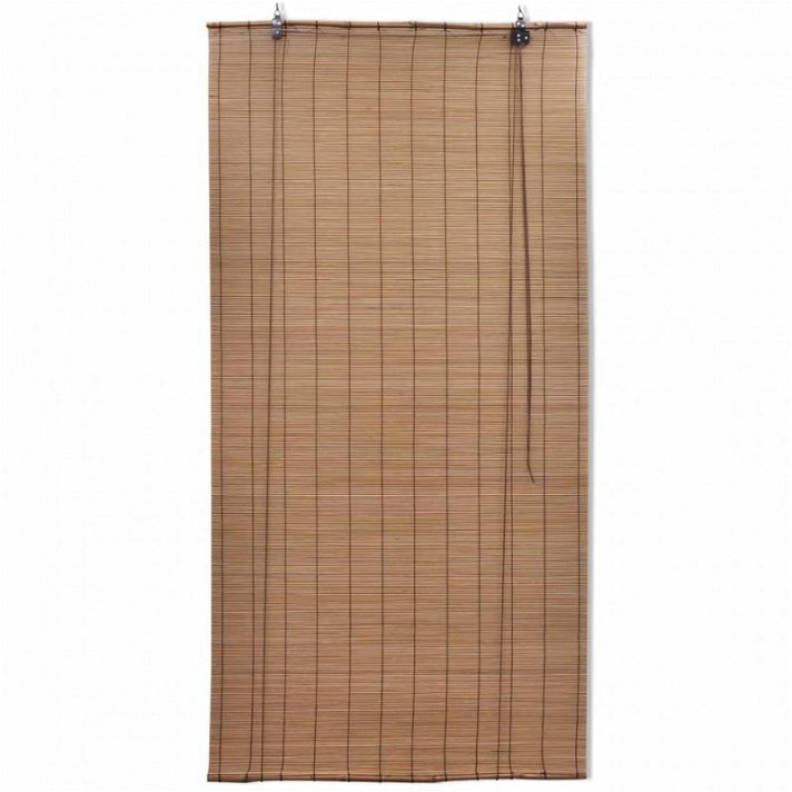 Persiana enrollable fabricada de lamas de bambú ecológico de color marrón Vida XL