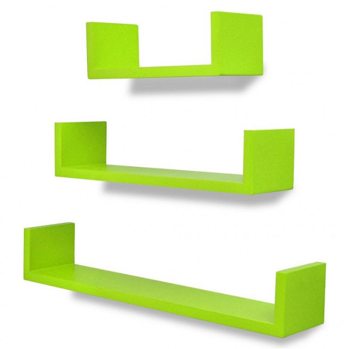 Conjunto de três estantes para interiores com forma de U de cor verde Vida XL