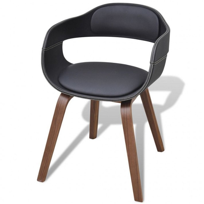 Cadeira para sala de jantar de madeira curvada e couro sintético Vida XL