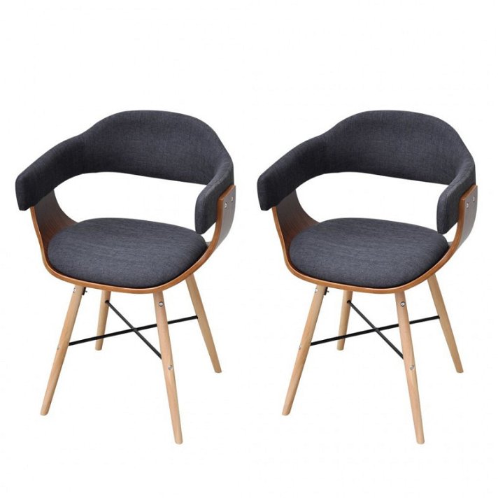 Conjunto de cadeiras para sala de jantar de madeira e tecido cinzento Vida XL