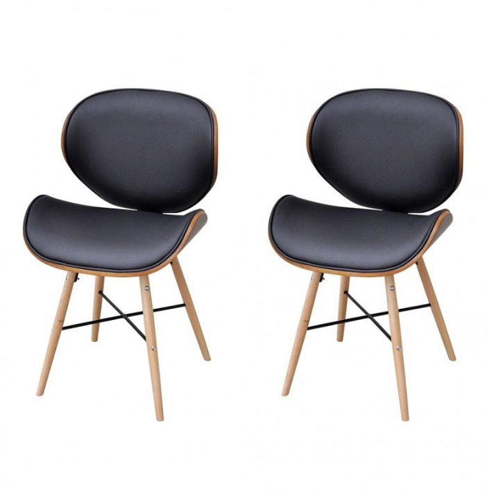 Pack de sillas de comedor de cuero y madera curvada Vida XL