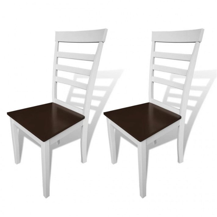 Embalagem de madeira de borracha e cadeiras de tecido com acabamento branco e castanho Vida XL