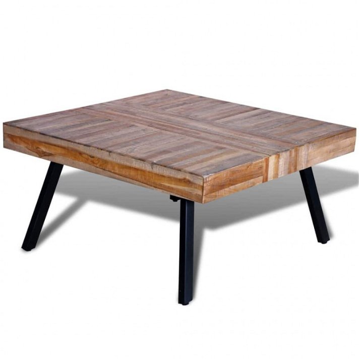 Mesa auxiliar quadrada de madeira de teca reciclada Vida XL