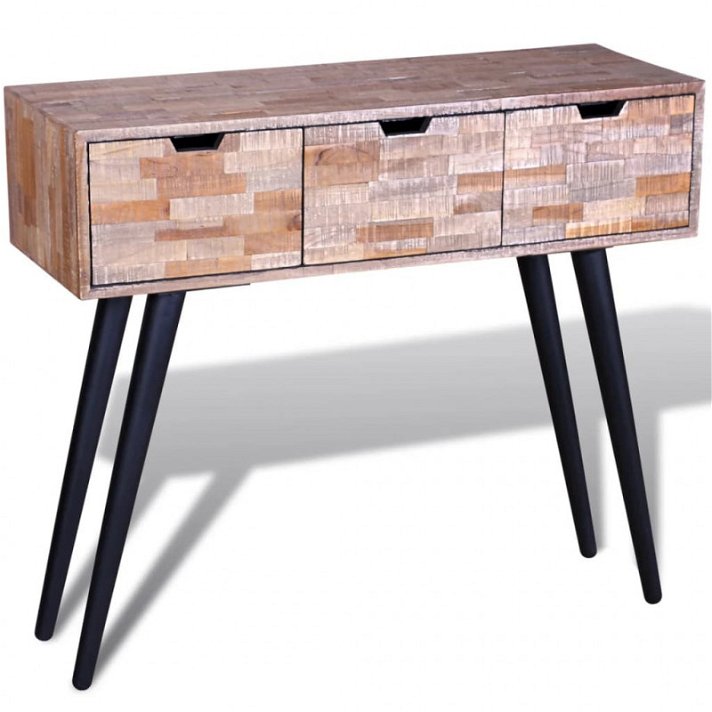 Mesa consola con 3 cajones de madera de teca reciclada Vida XL