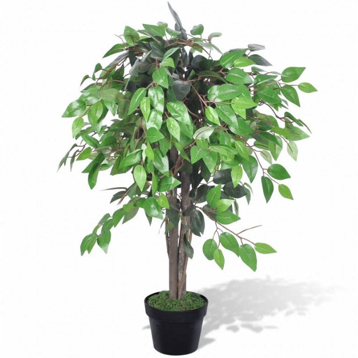 Ficus artificiel de 90 cm avec pot en plastique noir Vida XL