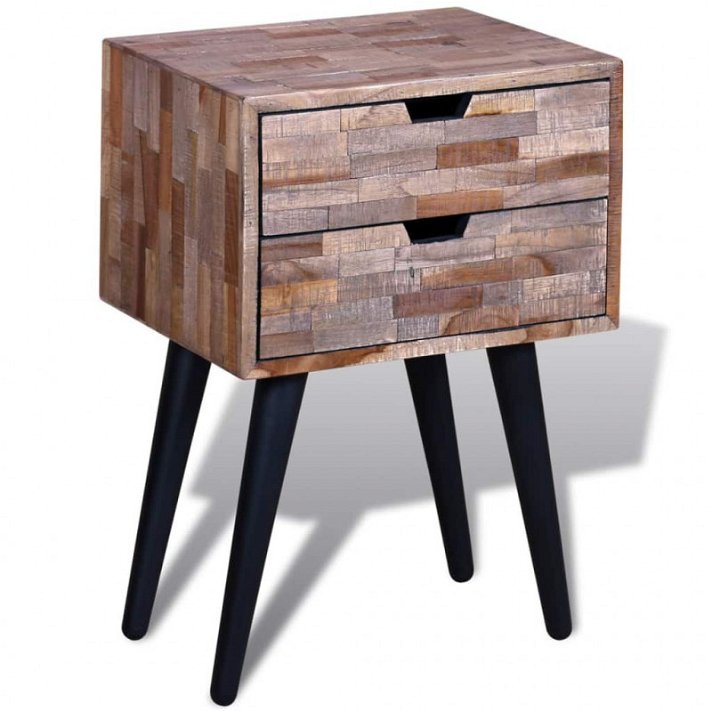 Mesa de cabeceira vintage de madeira de teca Vida XL
