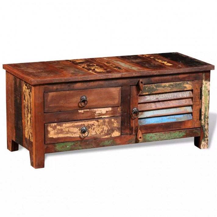 Mueble de tv 90x38 cm hecho en madera reciclada con acabado en color marrón Vida XL