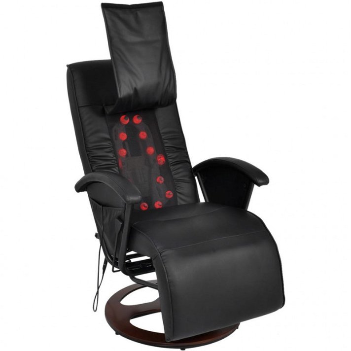 Cadeira de massagem Shiatsu em couro sintético preto Vida XL