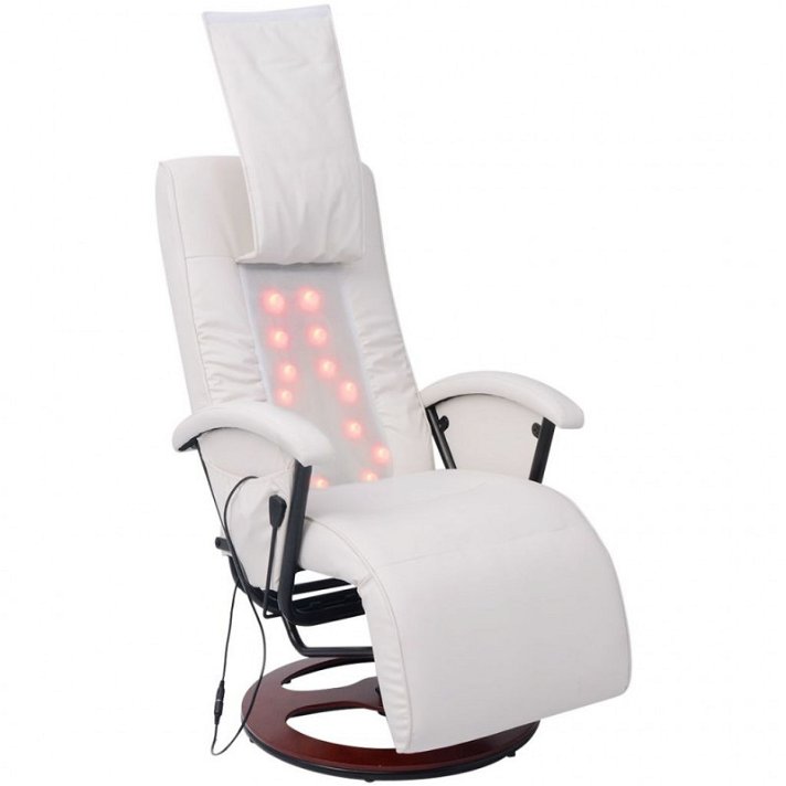 Cadeira de massagem Shiatsu em couro sintético branco Vida XL