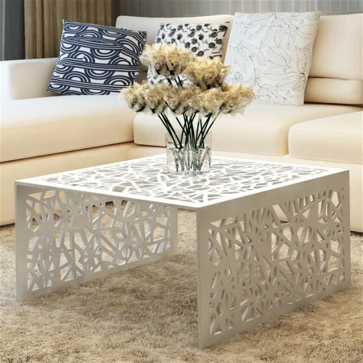 Tavolino con design traforato in argento Vida XL