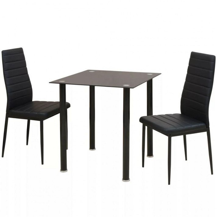 Conjunto de mesas y sillas de comedor de tres piezas negro Vida XL