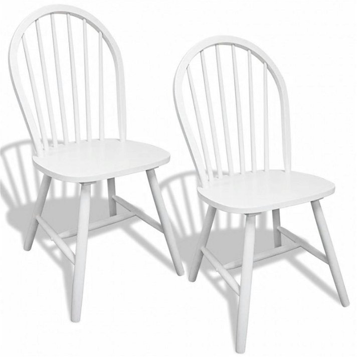 Set di sedie per sala da pranzo di legno massello bianco Vida XL