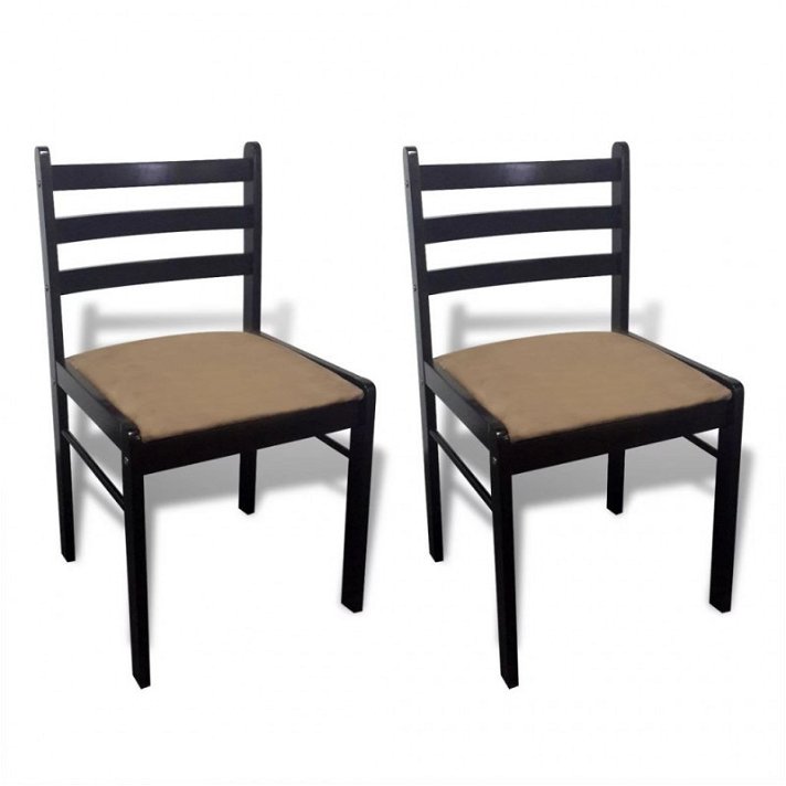Conjunto de cadeiras para sala de jantar de seringueira e veludo castanho Vida XL