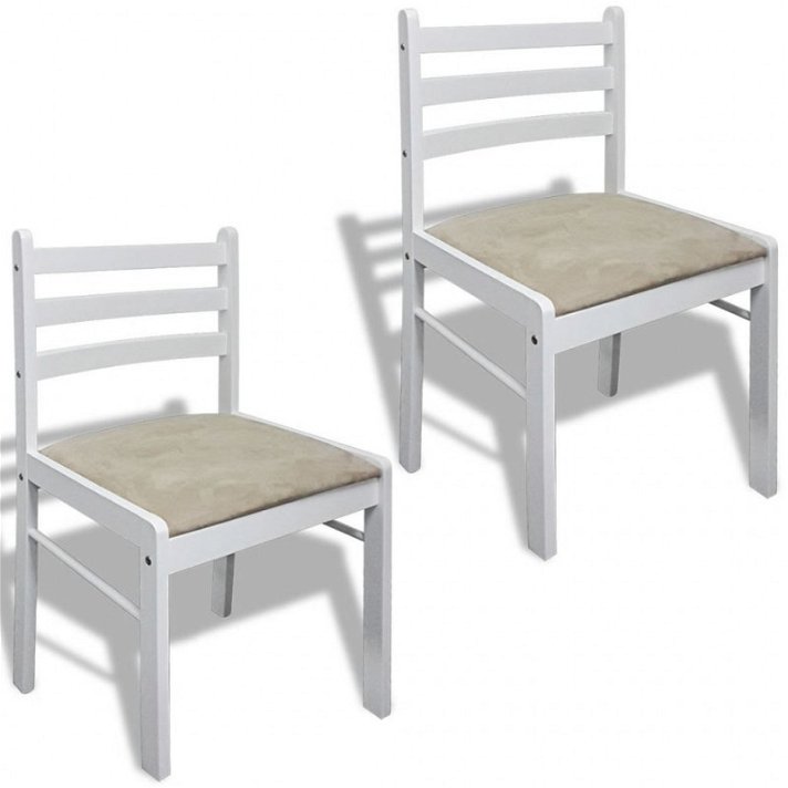 Cadeiras para sala de jantar de seringueira branca e veludo castanho Vida XL