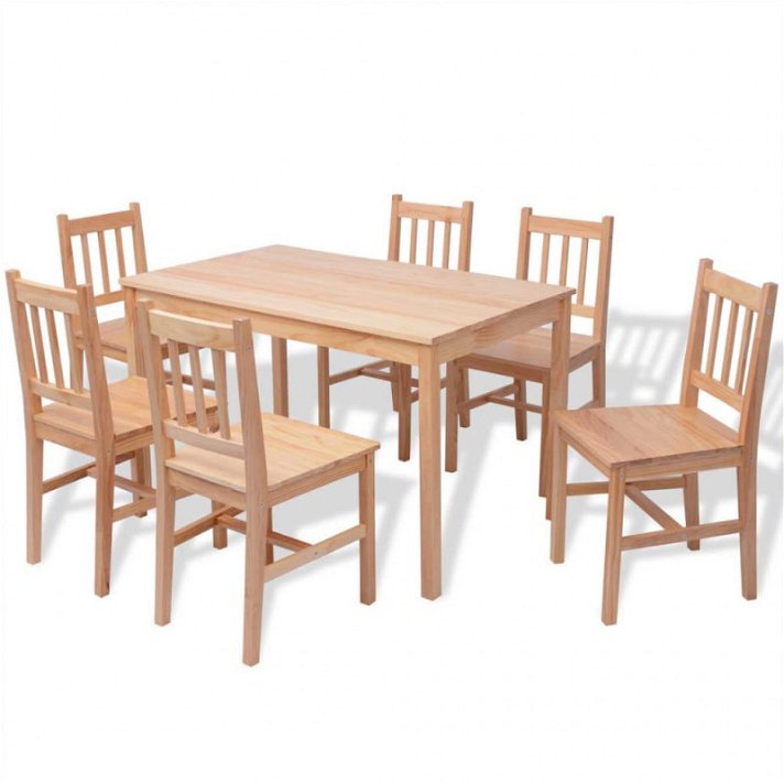 Conjunto de mesa e 6 cadeiras cor castanha Vida XL