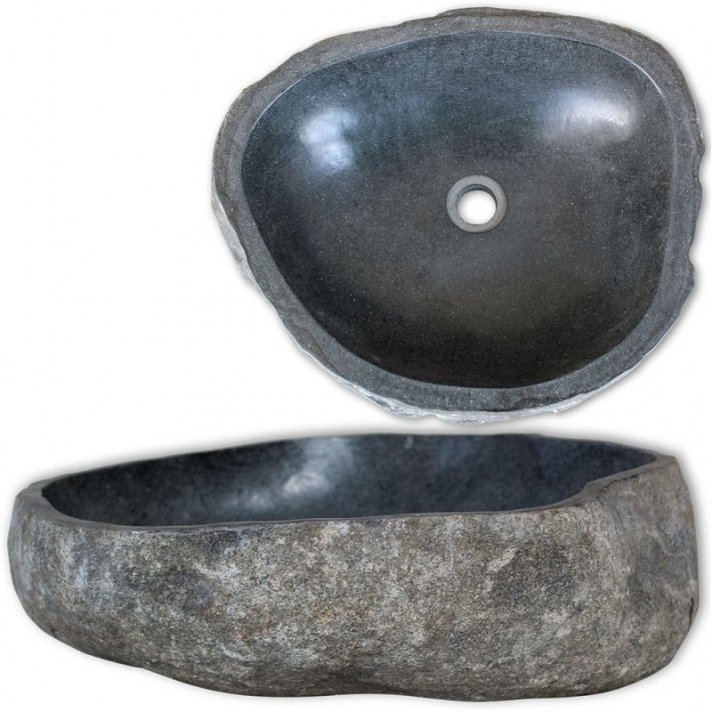 Lavabo ovalado de piedra natural VidaXL