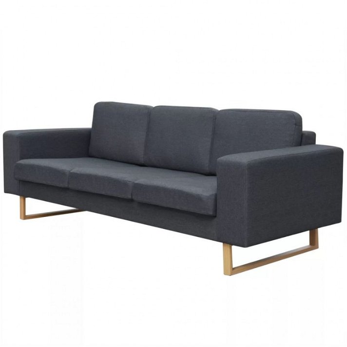 Sofá de três lugares com almofadas de assento e encosto 200 cm de cor cinzento escuro Vida XL