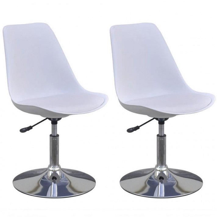 Conjunto de cadeiras para sala de jantar giratórias de couro branco Vida XL