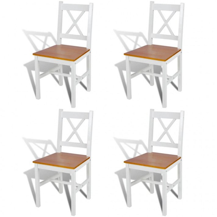 Conjunto de cadeiras de jantar em madeira maciça de pinho branco e natural Vida XL