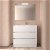 Meuble de salle de bains de 100 cm avec plan vasque et 3 tiroirs blanc brillant Noja Salgar