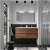 Móvel de casa de banho de 120 cm com lavatório duplo integrado e 4 gavetas acabamento nogueira maya Noja Salgar
