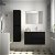 Mueble de baño suspendido con lavabo y puerta fabricado de tablero laminado en negro satén Noja 855 Salgar