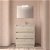 Móvel de casa de banho de 80 cm com lavatório integrado e 3 gavetas acabamento natural Noja Salgar