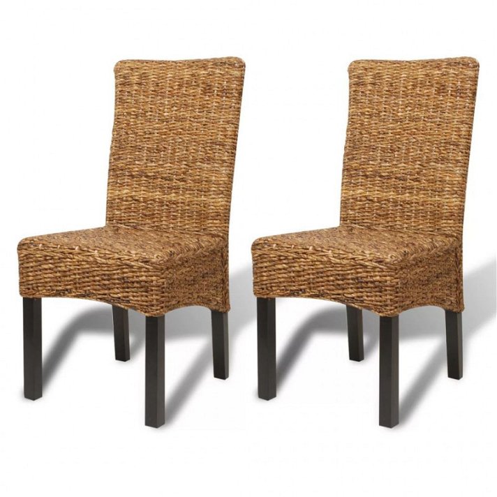 Conjunto de cadeiras para sala de jantar de mangueira e abacá Vida XL